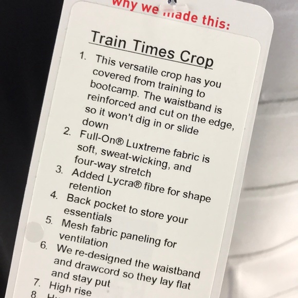 NWT BLACK LULULEMON TRAIN TIMES CROP - - BLK - Picture 5 of 8